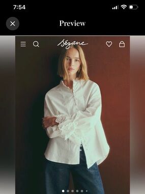NWT Sézane Faria Shirt - Ecru - Organic Cotton in US Size 6